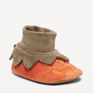 3-6 Months Velour Pumpkin Baby Slippers Fall Halloween Infant Booties NWT NEW